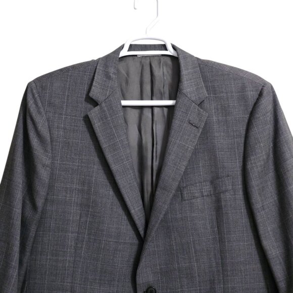 Hickey Freeman Vintage Milburn II Wool Windowpane Single Breasted Blazer Sz 46L - Picture 2 of 14